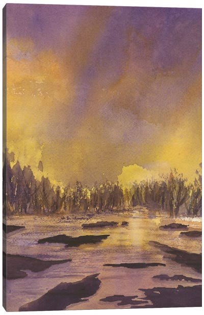Purple Sunset Canvas Art Print - Serene Watercolors