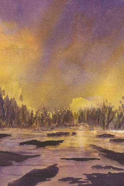 Serene Watercolors: Purple Sunset by Liz Covington
