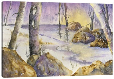 Snowy Sunset Canvas Art Print - Liz Covington