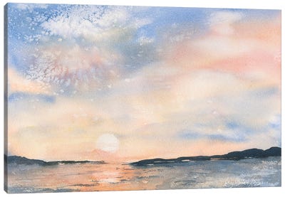 Sunset Ablaze Canvas Art Print - Serene Watercolors