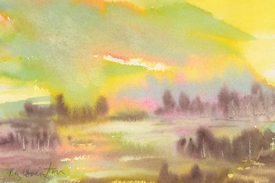 Sunset At The Lake by Liz Covington framed canvas print