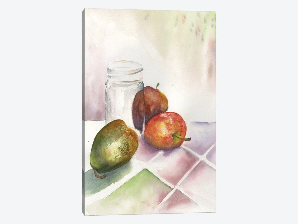 Two Apples And A Pear by Liz Covington 1-piece Canvas Art