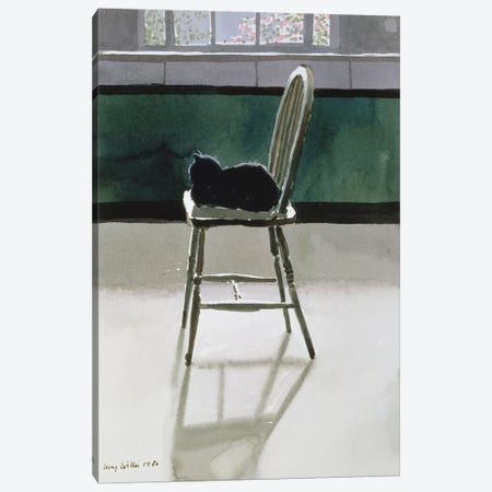 Cat On A Chair, 1986 Canvas Print #LCW3} by Lucy Willis Canvas Wall Art