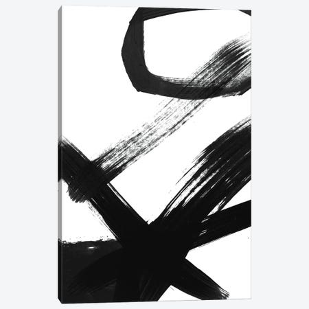 Black & White Brush Stroke I Canvas Print #LDA2} by Linda Woods Canvas Wall Art