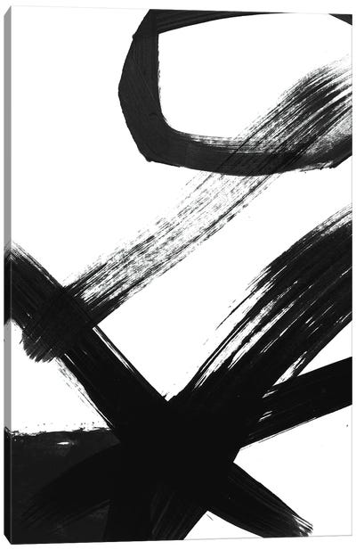 Black & White Brush Stroke I Canvas Art Print - Linda Woods