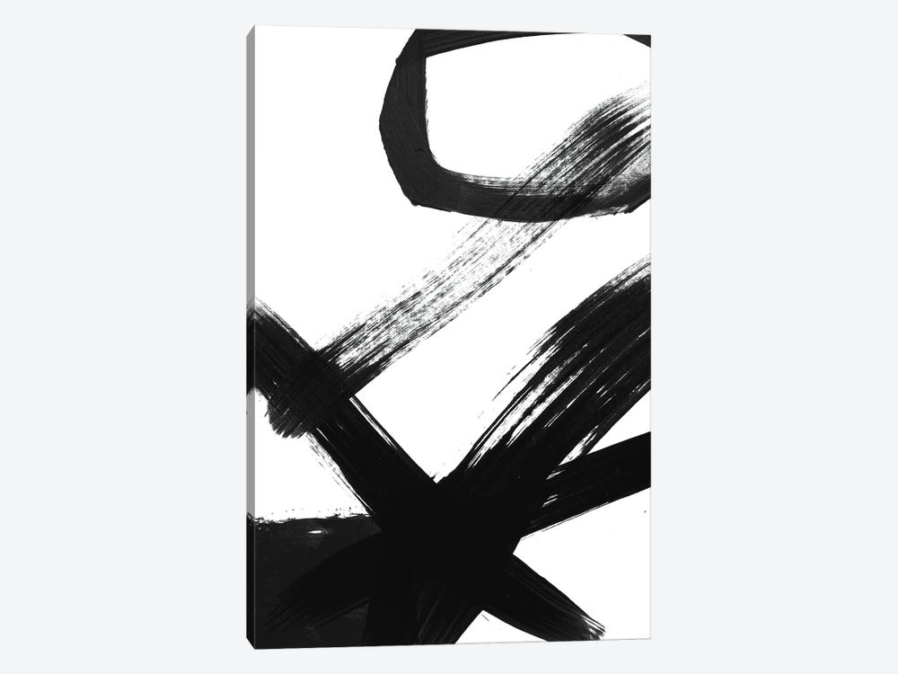 Black & White Brush Stroke I 1-piece Canvas Artwork