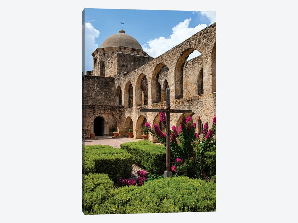 Arched Portico at Mission San Jose in San Antonio by Larry Ditto 1-piece Canvas Art Print