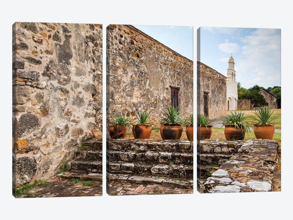Mission San Juan Capistrano on the San Antonio Missions Trail. by Larry Ditto 3-piece Canvas Art
