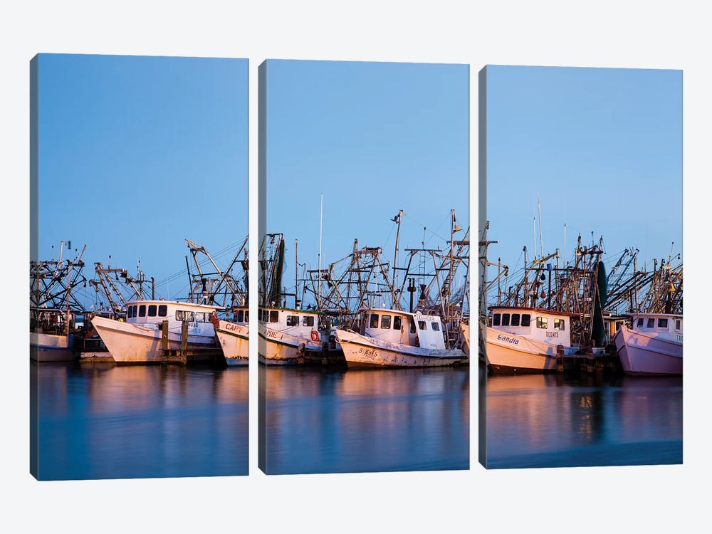 Fulton Harbor and oyster boats by Larry Ditto 3-piece Canvas Art Print