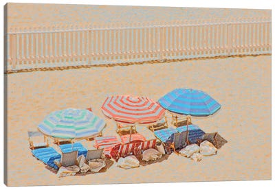 Umbrellas III Canvas Art Print - Living Coral