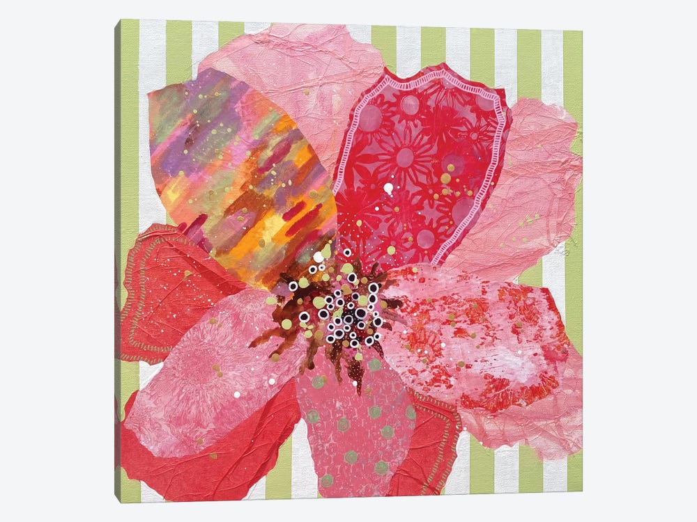 Let's Play In The Garden, Red by Leanne Daquino 1-piece Canvas Art