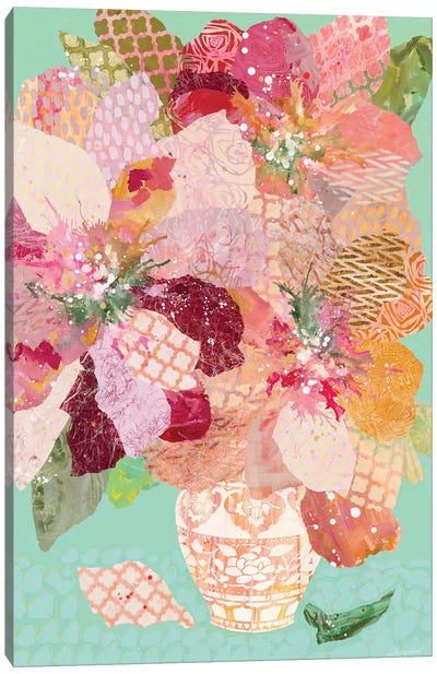 Let's Get Together Bouquet Canvas Art Print - Pantone 2024 Peach Fuzz