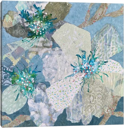 Minty Blue, Vincent's Garden Canvas Art Print - Contemporary Collage