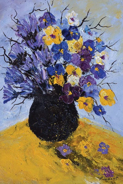 Artists Like Van Gogh: Pansies and cornflowers by Pol Ledent