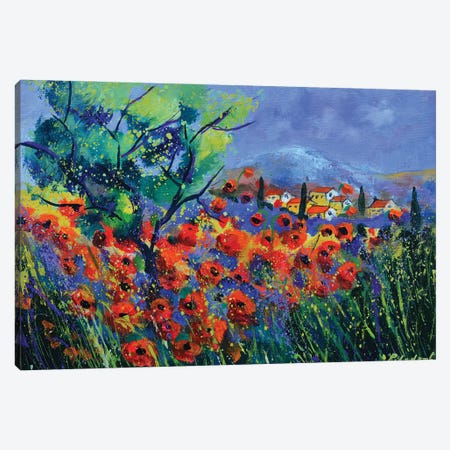 Red poppies in Provence  - 541120 Canvas Print #LDT121} by Pol Ledent Art Print