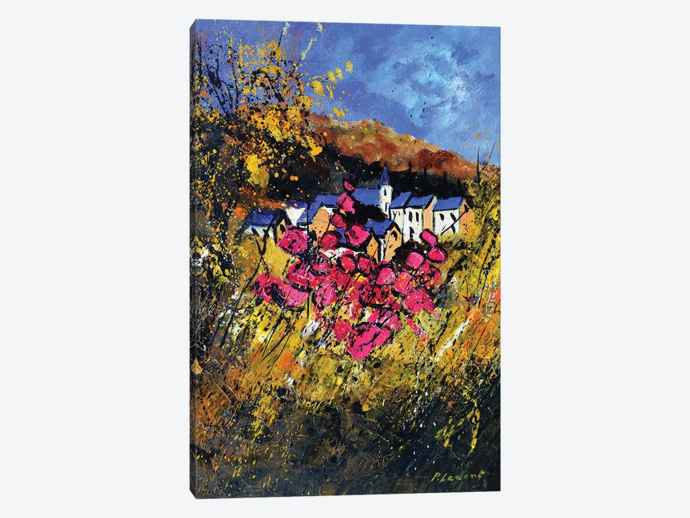 Pink flowers in my village by Pol Ledent 1-piece Canvas Print