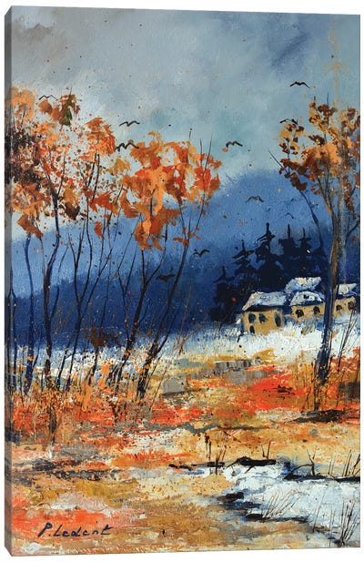 First snow Canvas Art Print - Rustic Winter