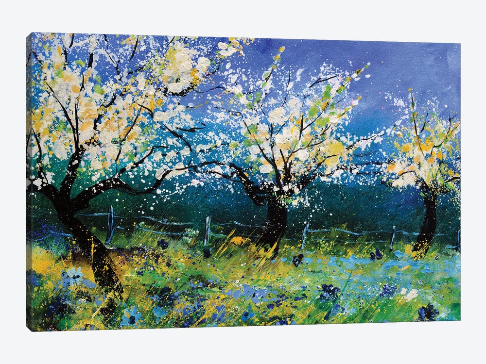 Apple trees in spring by Pol Ledent 1-piece Canvas Wall Art