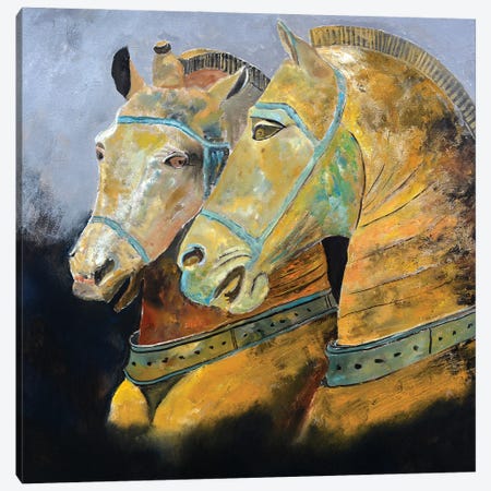 Two Horses - 88 Canvas Print #LDT165} by Pol Ledent Canvas Artwork
