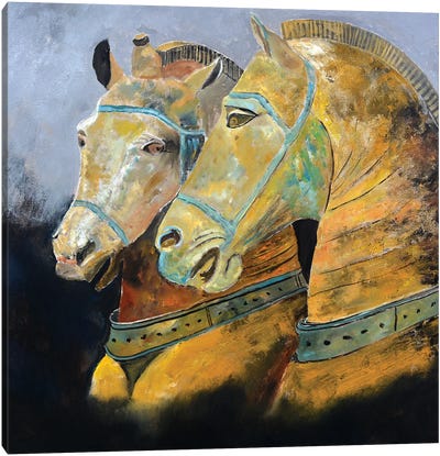 Two Horses - 88 Canvas Art Print - Pol Ledent