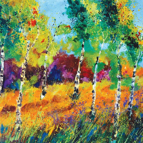 Colorful Abstracts: Aspen Trees by Pol Ledent