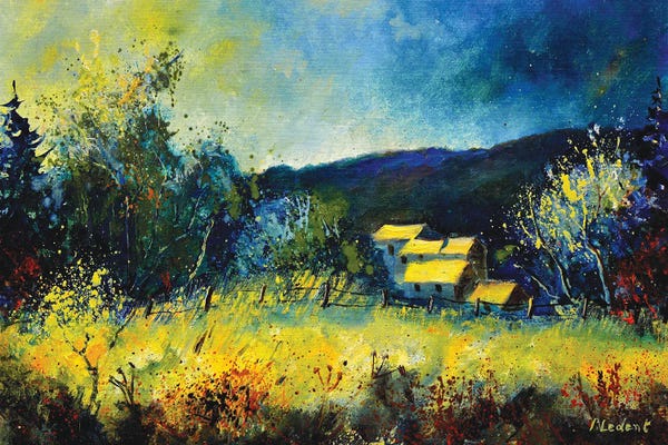 Pine Trees: A Few Remot Houses In Autumn by Pol Ledent