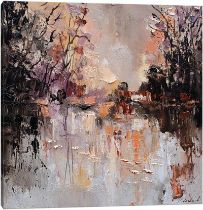 Pond In Autumn Canvas Art Print - Pol Ledent