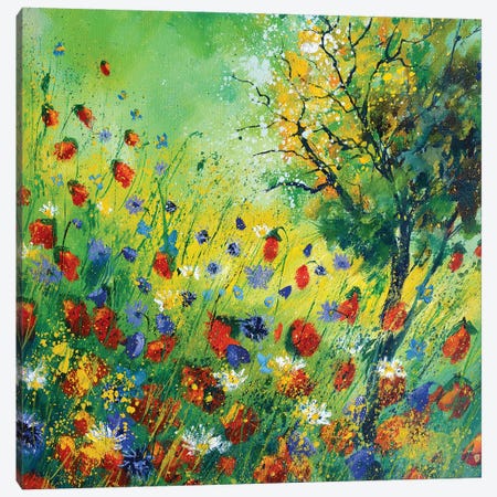 Poppies And Cornflowers Canvas Print #LDT19} by Pol Ledent Canvas Art