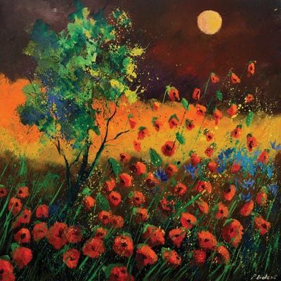Red Poppies At Moonshine by Pol Ledent art print