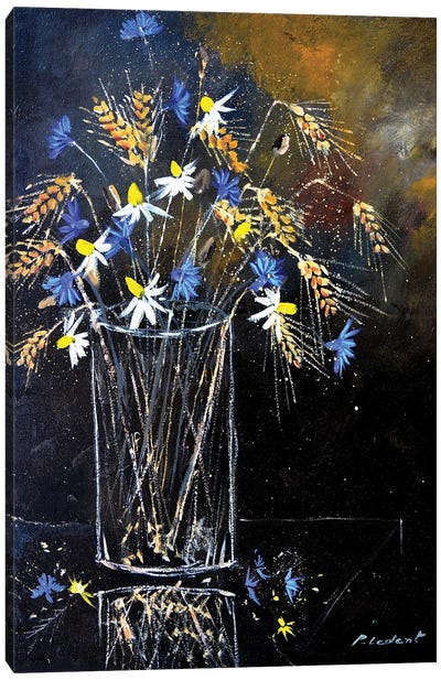 Still Life With Blue Cornflowers Canvas Art Print - Pol Ledent