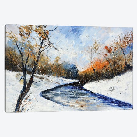 River In Winter Canvas Print #LDT253} by Pol Ledent Art Print