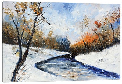 River In Winter Canvas Art Print - Pol Ledent