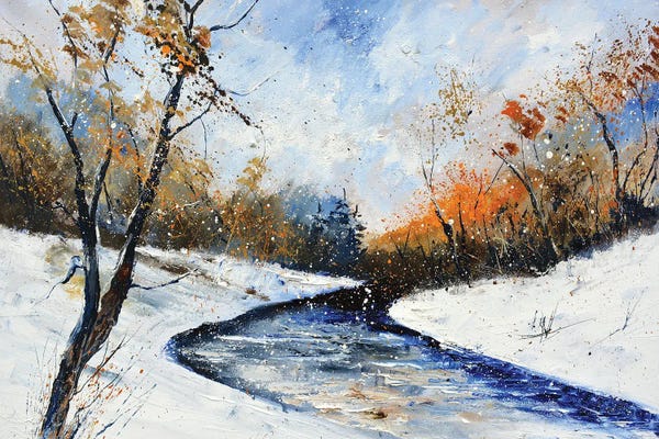 Rustic Winter: River In Winter by Pol Ledent