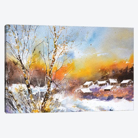 A Few Houses In Winter Canvas Print #LDT272} by Pol Ledent Art Print