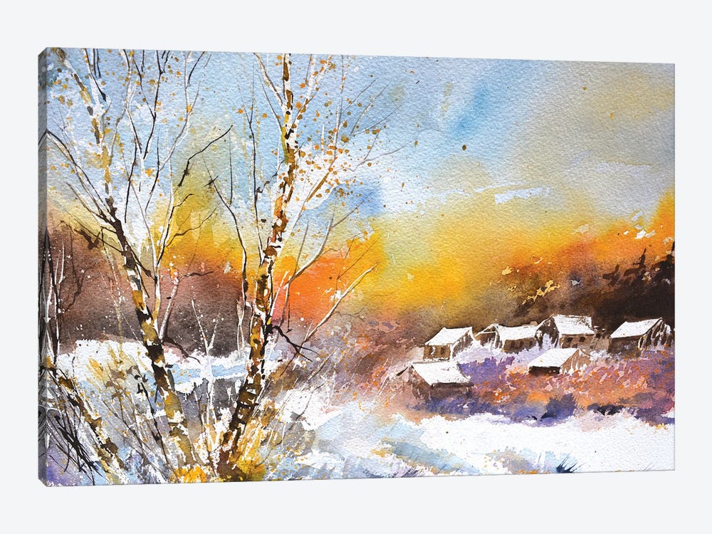 A Few Houses In Winter by Pol Ledent 1-piece Canvas Print