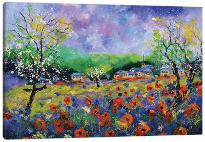 Poppies In Houroy Canvas Art Print - Pol Ledent
