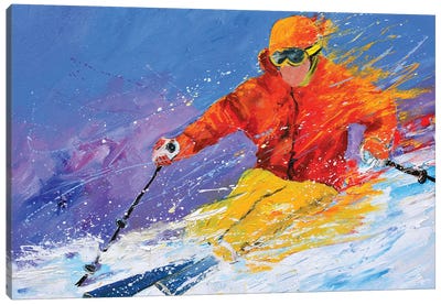 Skiing Canvas Art Print - Pol Ledent