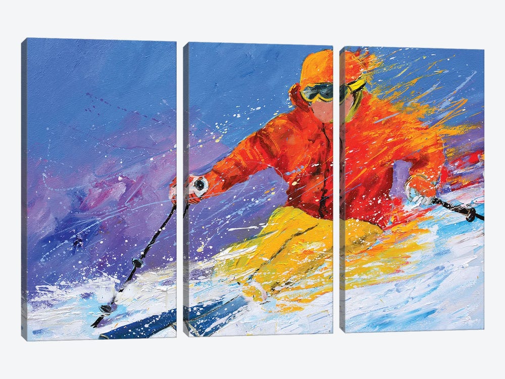 Skiing by Pol Ledent 3-piece Canvas Artwork