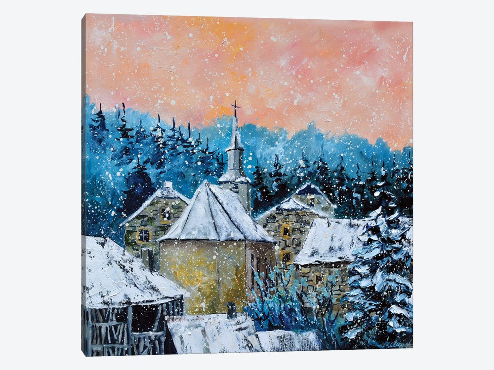 Village In Winter by Pol Ledent 1-piece Canvas Artwork