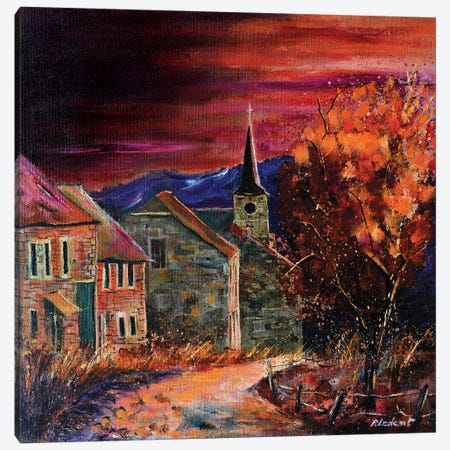 Sunset On My Village Canvas Print #LDT416} by Pol Ledent Canvas Wall Art
