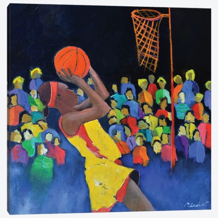 Playing Basket Ball Canvas Print #LDT441} by Pol Ledent Canvas Art
