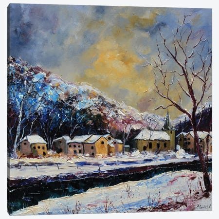 Winter By The River Canvas Print #LDT456} by Pol Ledent Canvas Wall Art