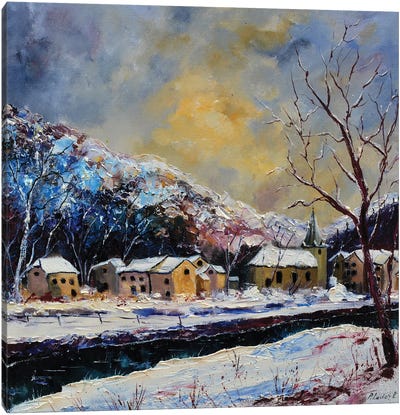 Winter By The River Canvas Art Print - Pol Ledent
