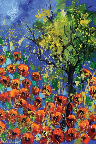 Poppies: A Tree Amid Red Poppies by Pol Ledent