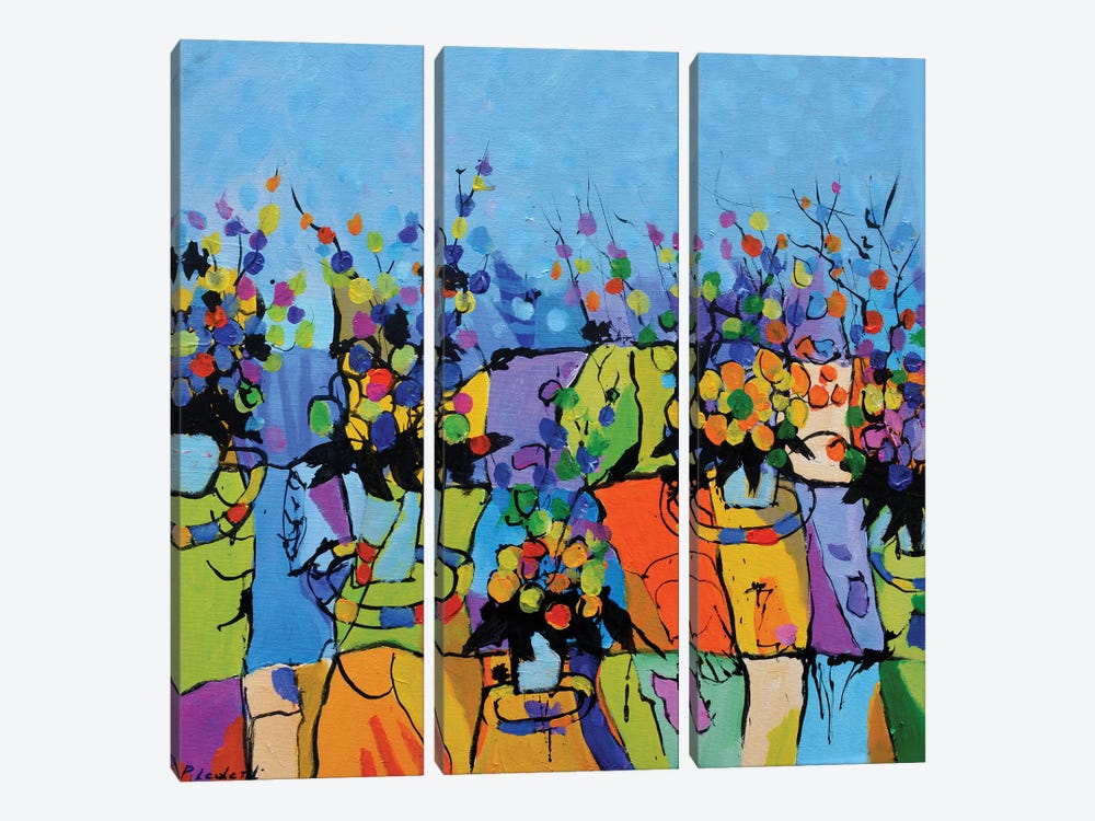 Flowers And Flowers by Pol Ledent 3-piece Canvas Art Print
