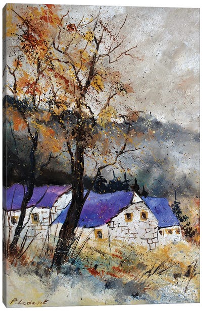 A Few Houses In Winter Canvas Art Print - Pol Ledent