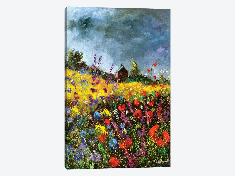 An Old Chapel And Poppies by Pol Ledent 1-piece Canvas Art