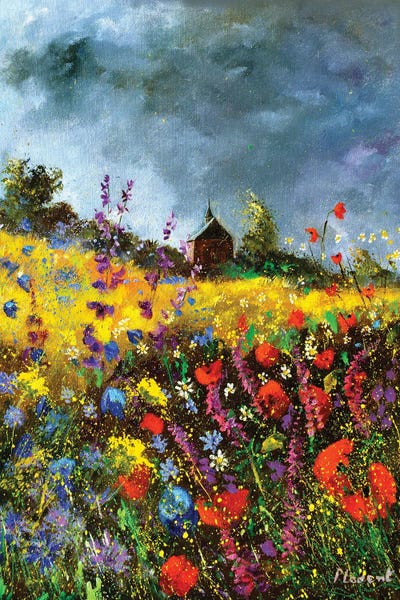 Poppies: An Old Chapel And Poppies by Pol Ledent