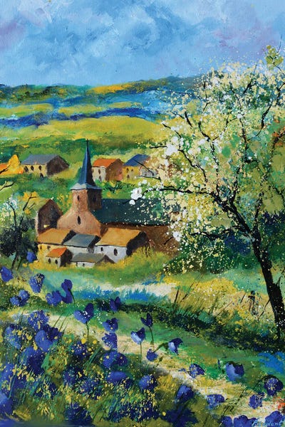 Blue Poppies In Vitrival by Pol Ledent framed wall art