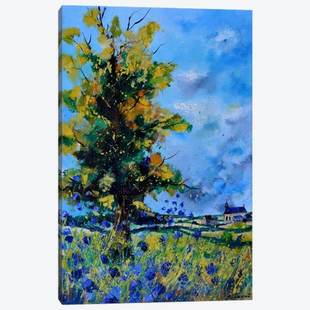 Oak And Blue Cornflowers Canvas Print #LDT521} by Pol Ledent Canvas Art Print